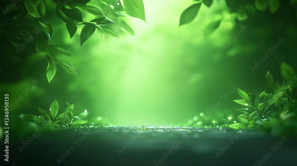 Obraz premium Lush Green Forest Leaves Background