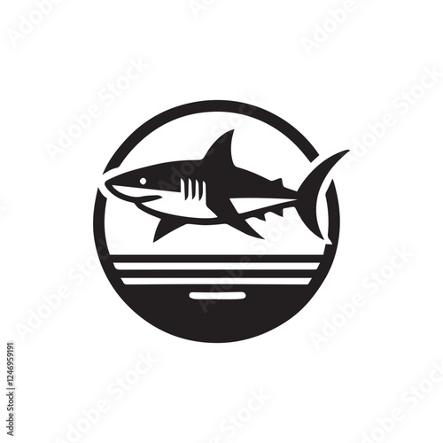 Shark silhoutee vector on white background 