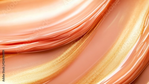 Close-up of swirl patterns in metallic gold and peach colors