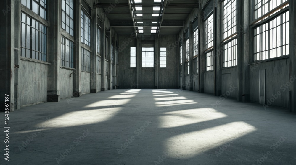 Empty Industrial Warehouse Interior Sunlight Empty Industrial Warehouse Interior Sunlight