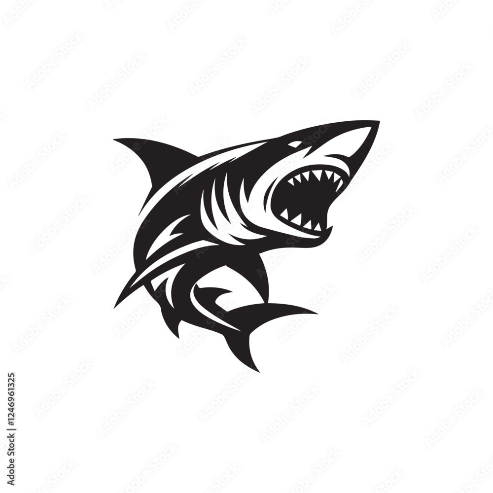 Obraz premium Shark silhoutee vector on white background 