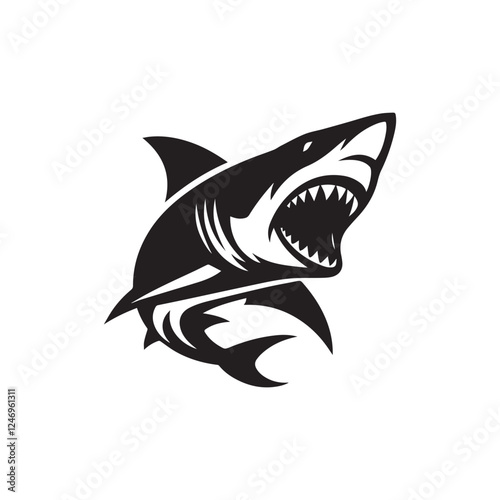 Shark silhoutee vector on white background 