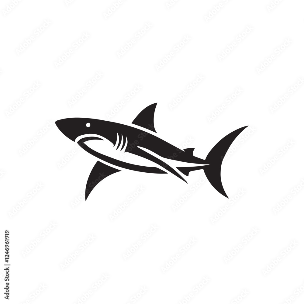 Fototapeta premium Shark silhoutee vector on white background 