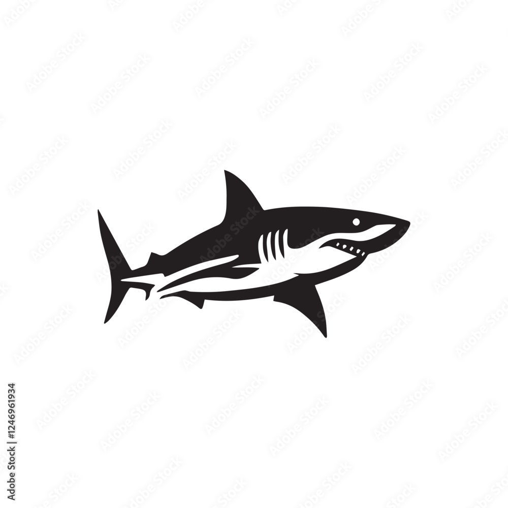 Obraz premium Shark silhoutee vector on white background 