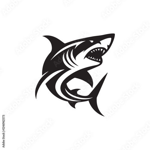 Shark silhoutee vector on white background 