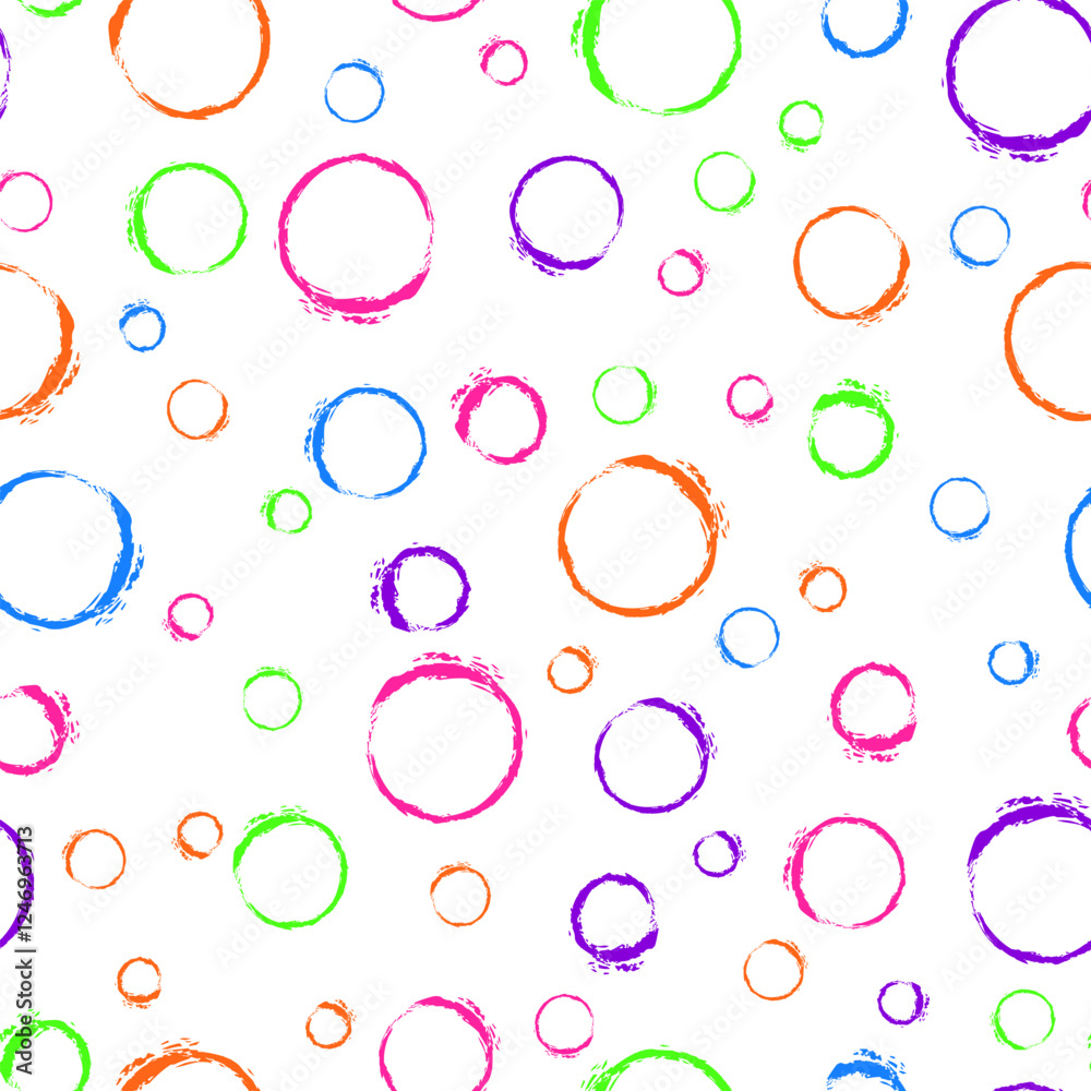 A cheerful pattern of colorful rings on a white background A cheerful pattern of colorful rings on a white background