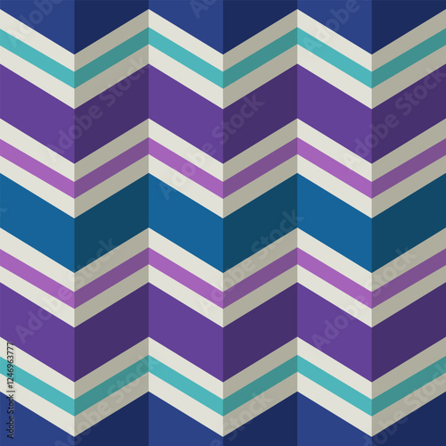 Modern Zigzag Mosaic with Blue and Purple Accents