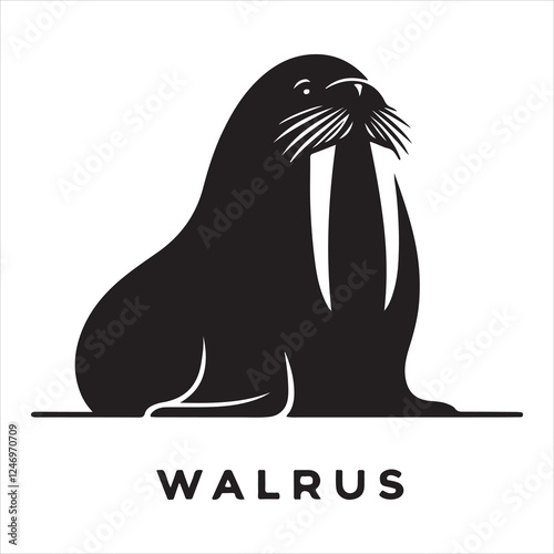 Walrus Silhouettes Walrus sets icon vector on White Background Vector Art