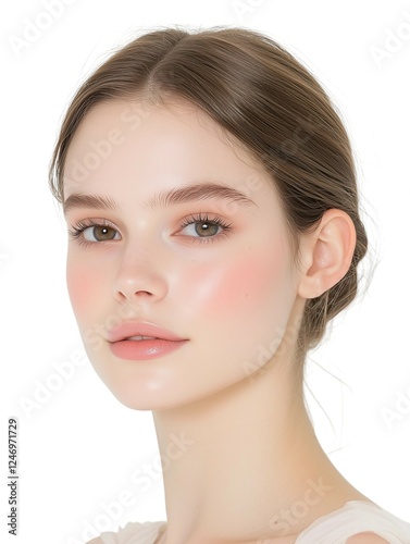 Natural Beauty Portrait of a Young Woman with Radiant Skin