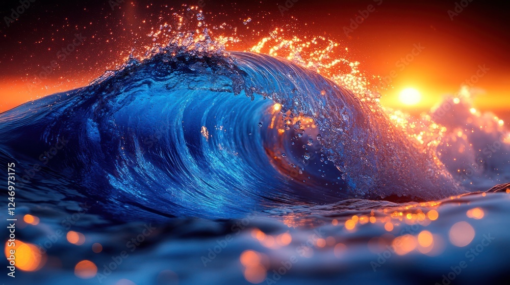 Fototapeta premium Ocean wave sunset splash background design