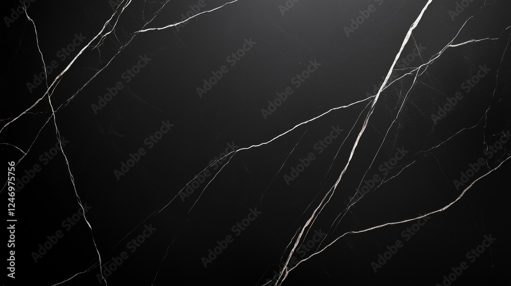 Marble surface featuring bold white veins on a dark background in the interior design setting Marble surface featuring bold white veins on a dark background in the interior design setting