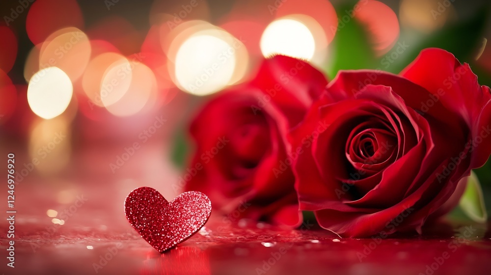 Sparkling Heart and Vibrant Roses Creating Romantic Glamourous Atmosphere : Generative AI Sparkling Heart and Vibrant Roses Creating Romantic Glamourous Atmosphere : Generative AI