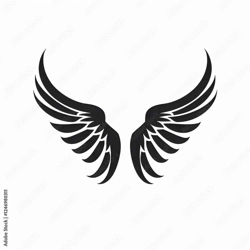 Fototapeta premium Black wing illustration on white background