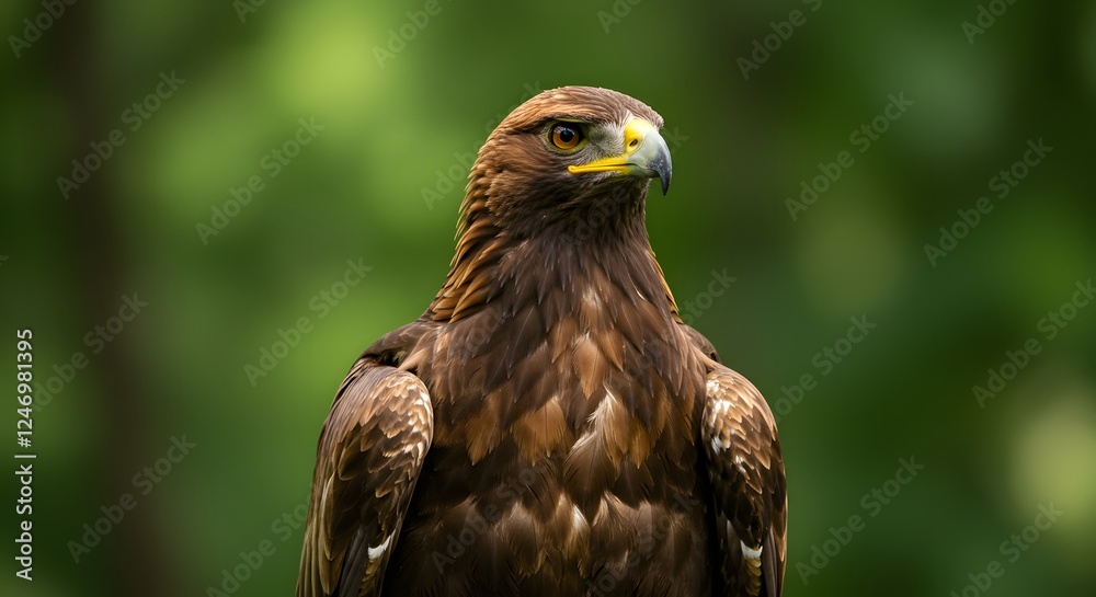 Fototapeta premium Magnificent Golden Eagle Profile, Captivating Gaze, Majestic Bird of Prey