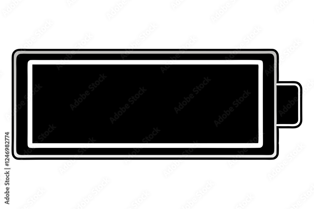 Silhouette Icon of Low Battery on White Background Silhouette Icon of Low Battery on White Background