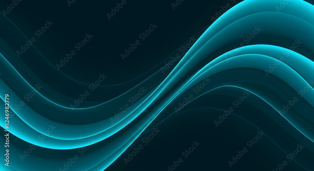 Abstract turquoise waves on dark background, dynamic modern illustration Abstract turquoise waves on dark background, dynamic modern illustration