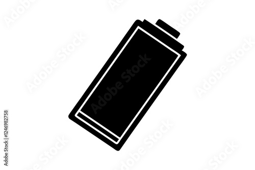 Silhouette Icon of Low Battery on White Background