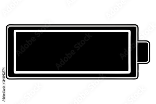 Silhouette Icon of Low Battery on White Background