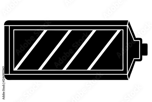 Silhouette Icon of Low Battery on White Background