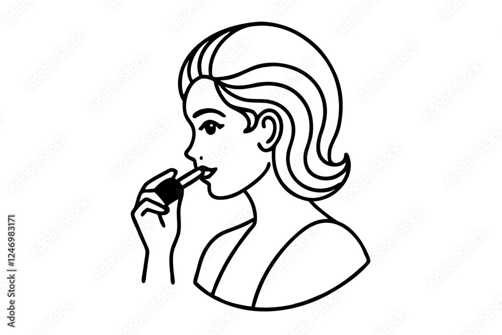 Silhouette Icon of Makeup Beauty on White Background Silhouette Icon of Makeup Beauty on White Background