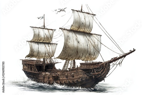 image of a pirate ship isolated on a  background photo
