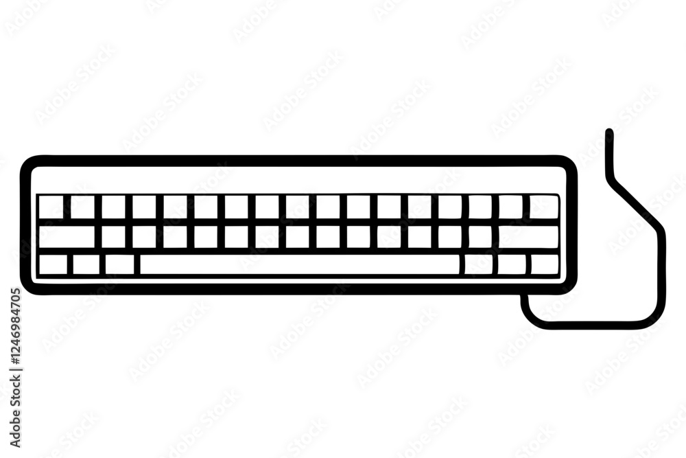 Stylish Computer Keyboard Silhouette Icon on White Background Stylish Computer Keyboard Silhouette Icon on White Background