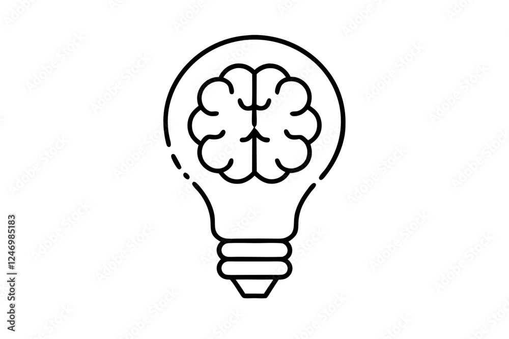 Unique Brain-Shaped Light Bulb Silhouette Icon for Creative Projects