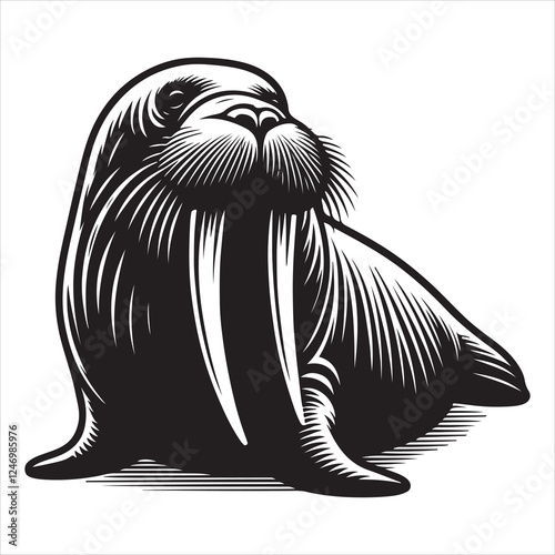 Walrus Silhouettes Walrus sets icon vector on White Background Vector Art