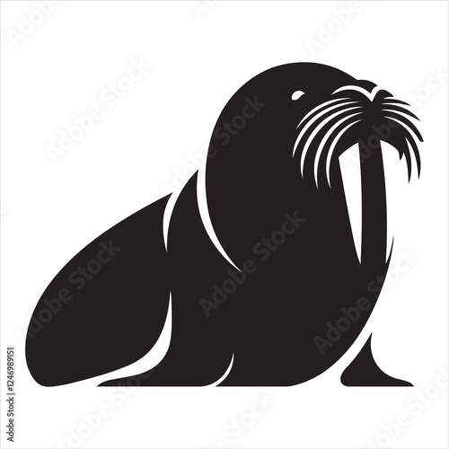 Walrus Silhouettes Walrus sets icon vector on White Background Vector Art