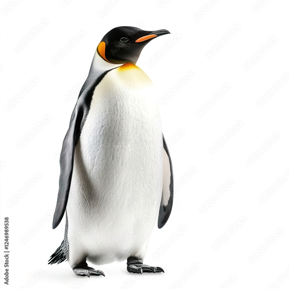 Fototapeta premium Majestic Emperor Penguin Standing Proudly Against a White Background
