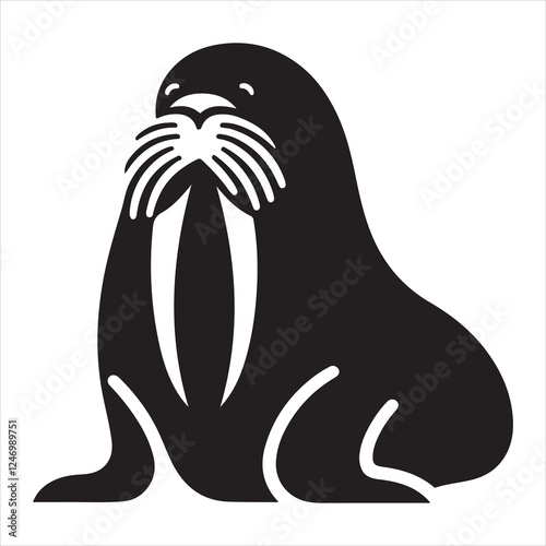 Walrus Silhouettes Walrus sets icon vector on White Background Vector Art