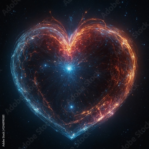 A pulsing heart made of swirling cosmic energy.