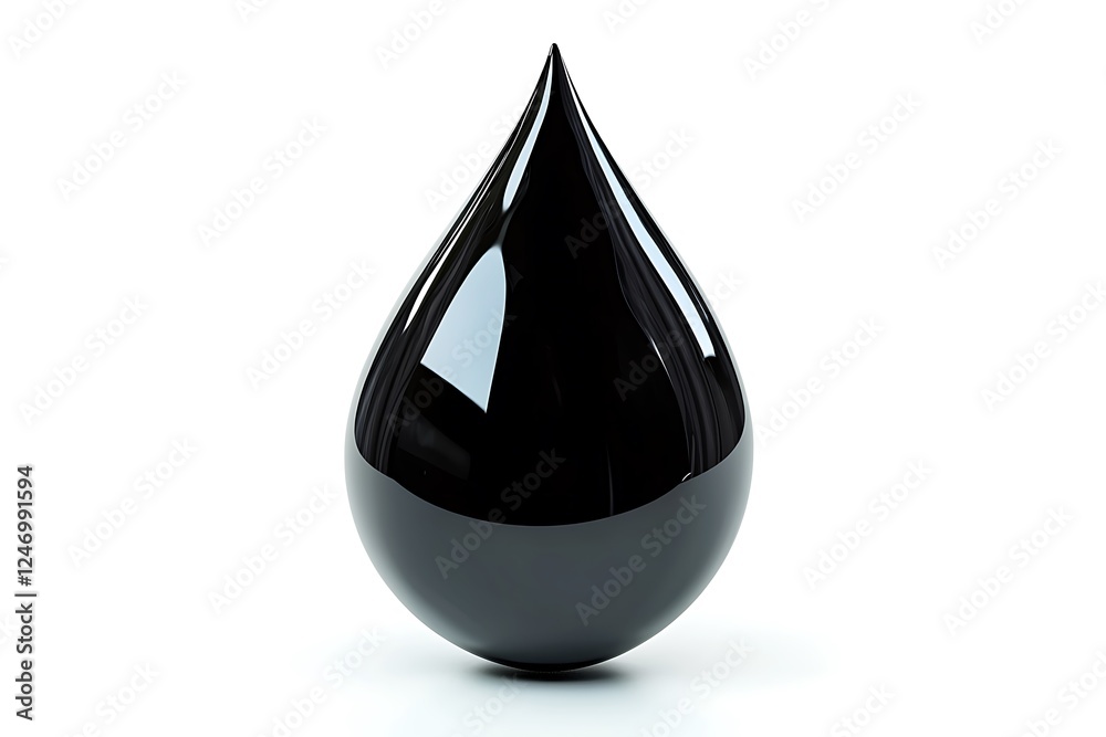 High-Resolution 3D Render of a Glossy Black Oil Drop High-Resolution 3D Render of a Glossy Black Oil Drop