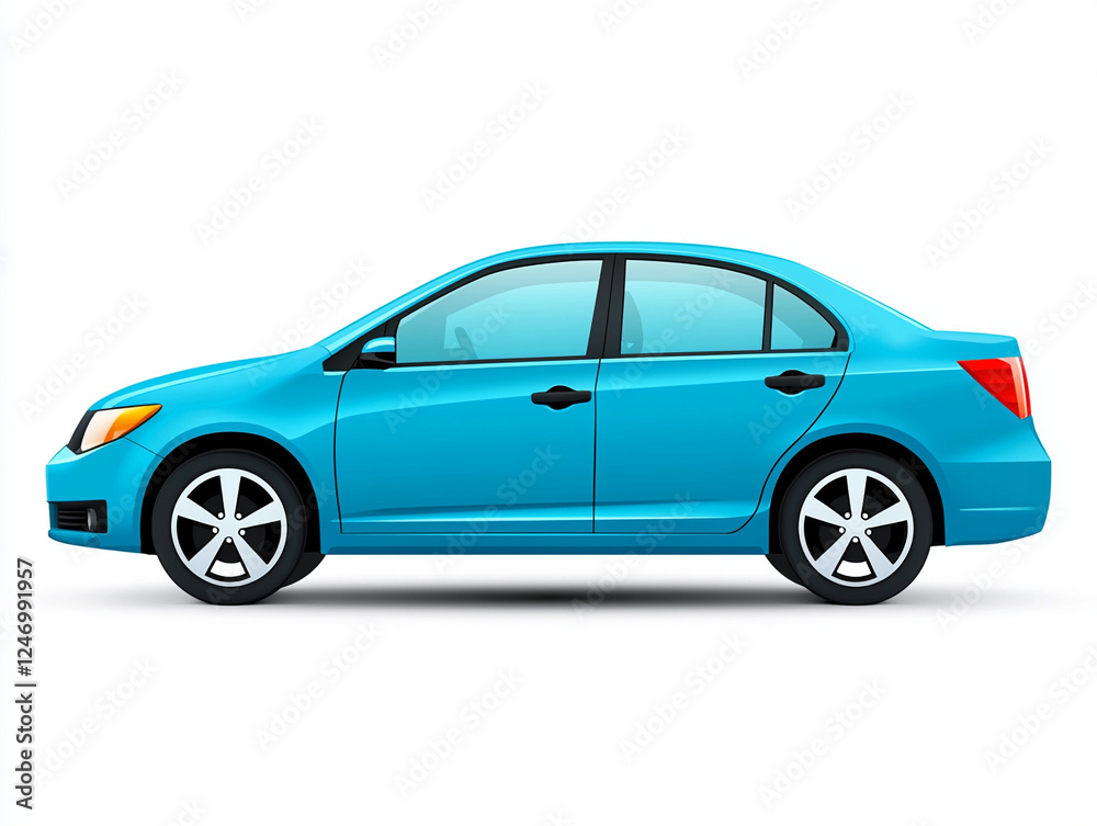 Sleek blue sedan showcases modern design in a side view, highlighting its aerodynamic shape and stylish features Sleek blue sedan showcases modern design in a side view, highlighting its aerodynamic shape and stylish features