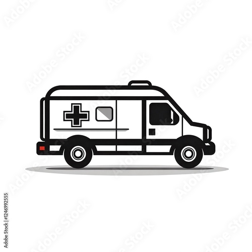 Wallpaper Mural Ambulance vehicle silhouette on white background Torontodigital.ca