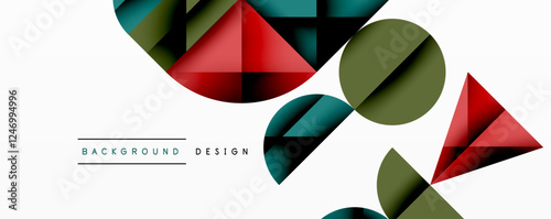 Abstract geometric pattern with intersecting circles and triangles in gradients. The high-contrast composition creates depth and a dynamic, modern aesthetic