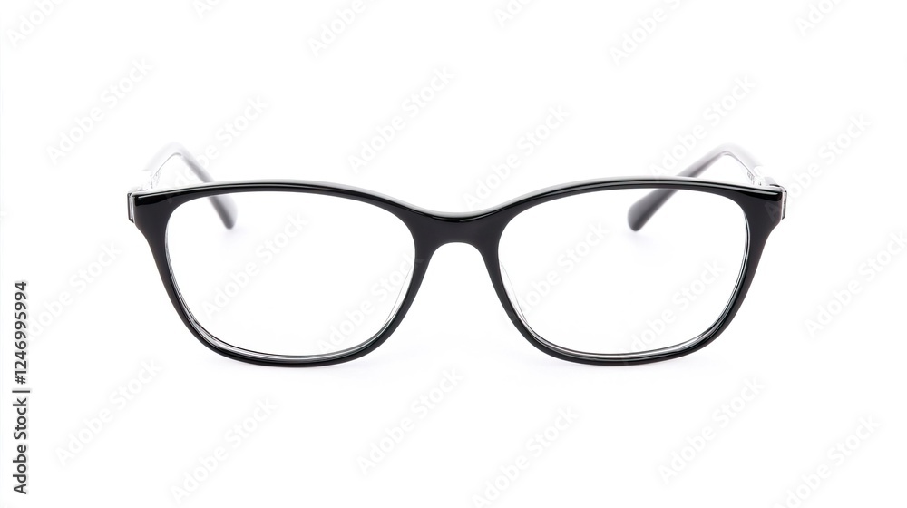 Elegant Plastic Framed Glasses on a Clean White Background Elegant Plastic Framed Glasses on a Clean White Background