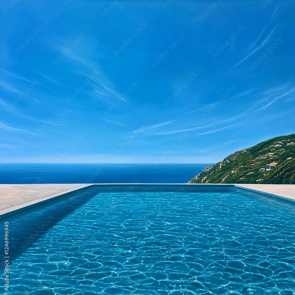 Obraz premium Luxury Infinity Pool Overlooking Ocean