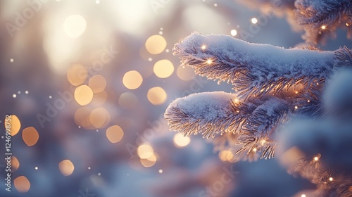 Winter forest under a blanket of snow, with sparkling, frost-covered tree branches