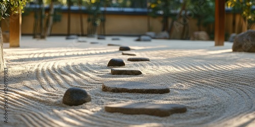 Zen Garden - a sand garden with rakes and stones, creating a sense of order and peace.