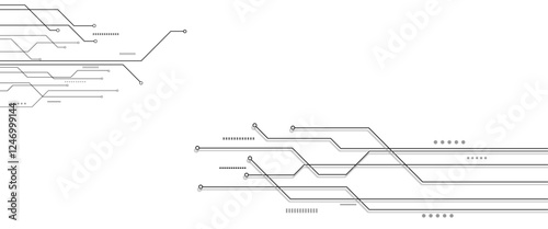 Vectors White Abstract geometric dots and lines connection circuit concept. Hi tech digital connect, communication, High technology concept.