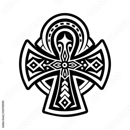 A glyph style icon of ankh symbol