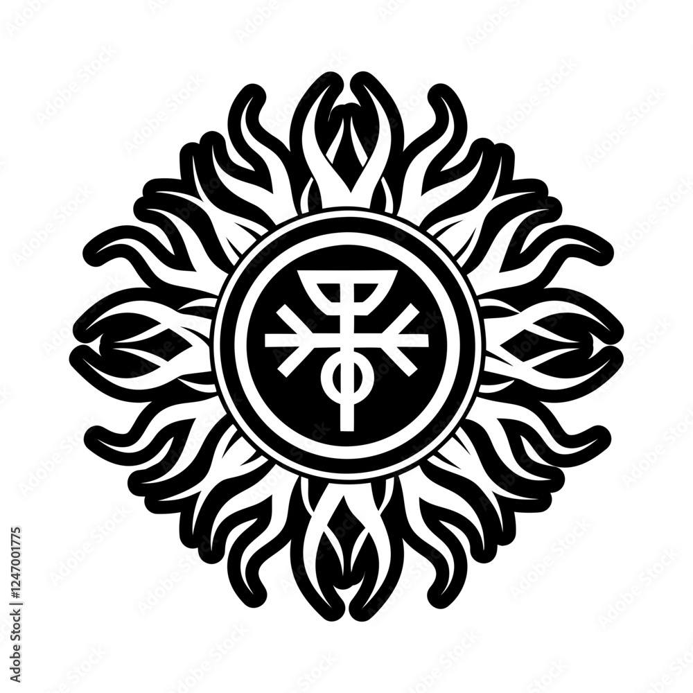 Fototapeta premium Sun symbol icon in glyph style
