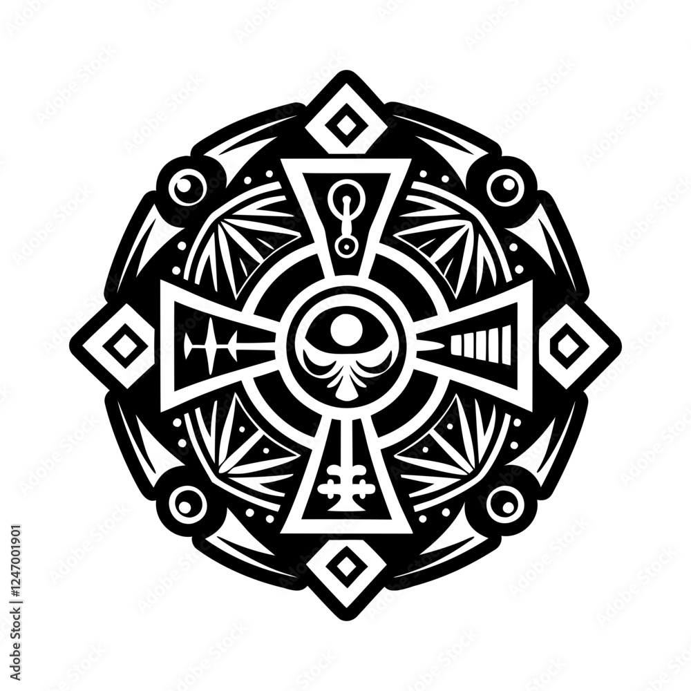 Cross tattoo icon in glyph style Cross tattoo icon in glyph style