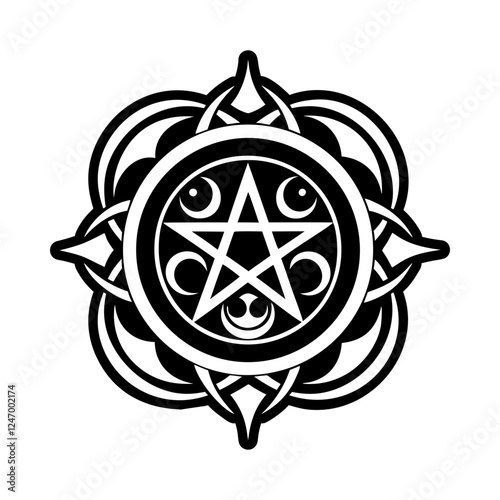 A solid style icon of moon ritual symbol