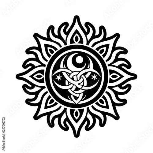 Pagan sun symbol icon in solid style