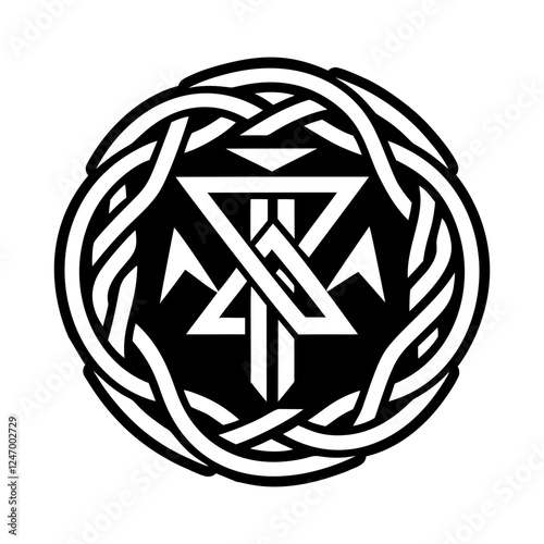 A glyph style icon of runic tattoo symbol