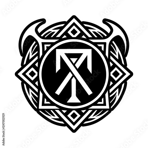 A solid style icon of strength rune symbol