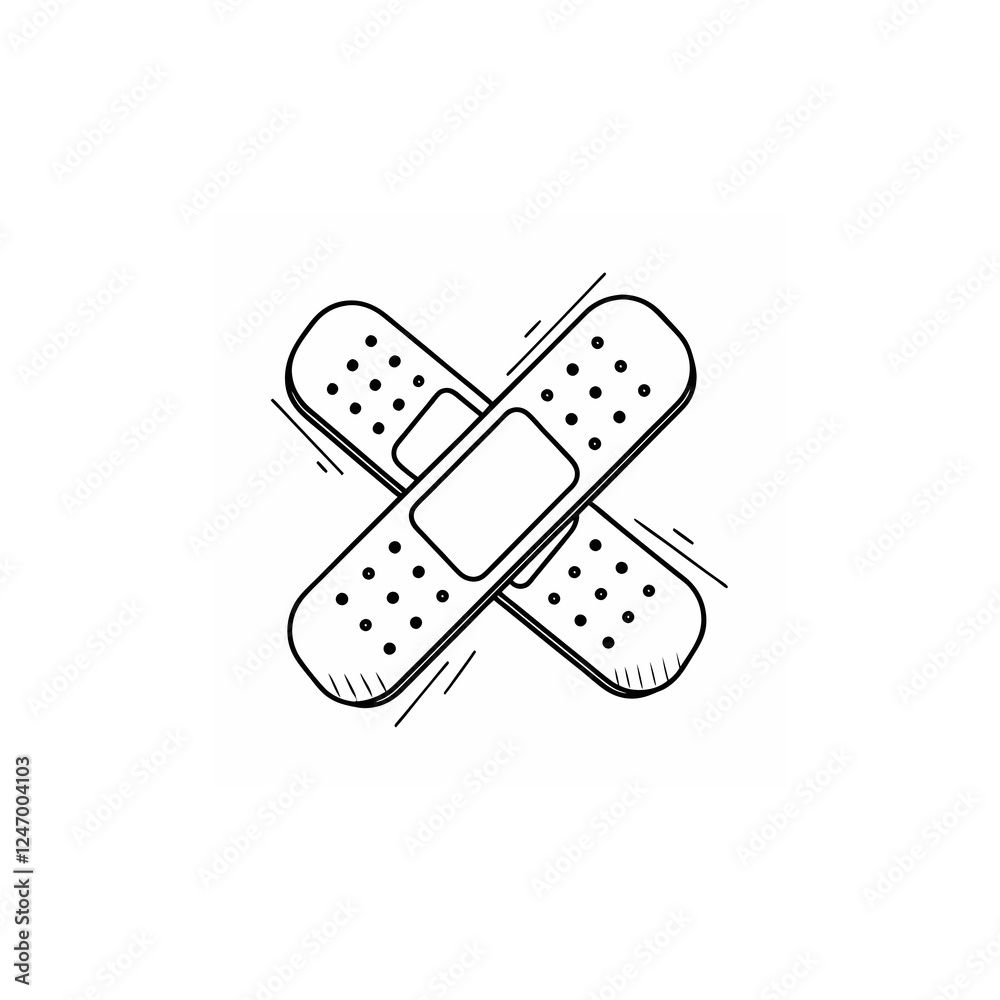 bandage line art on white background
bandage line art on white background