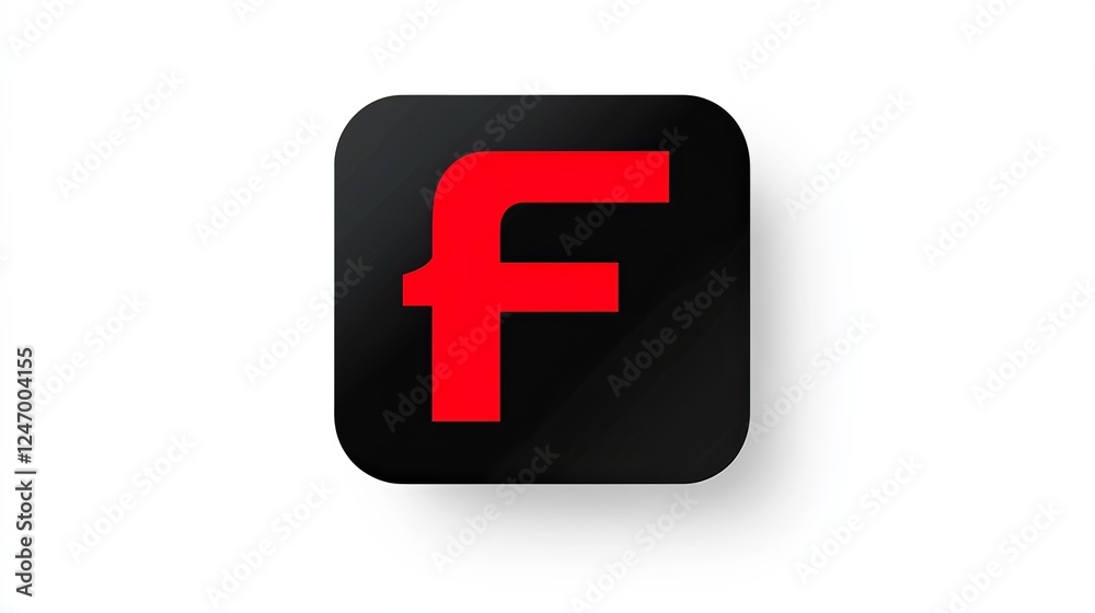 Fototapeta premium Vector art black and red icon of the letter 'F' on a white background